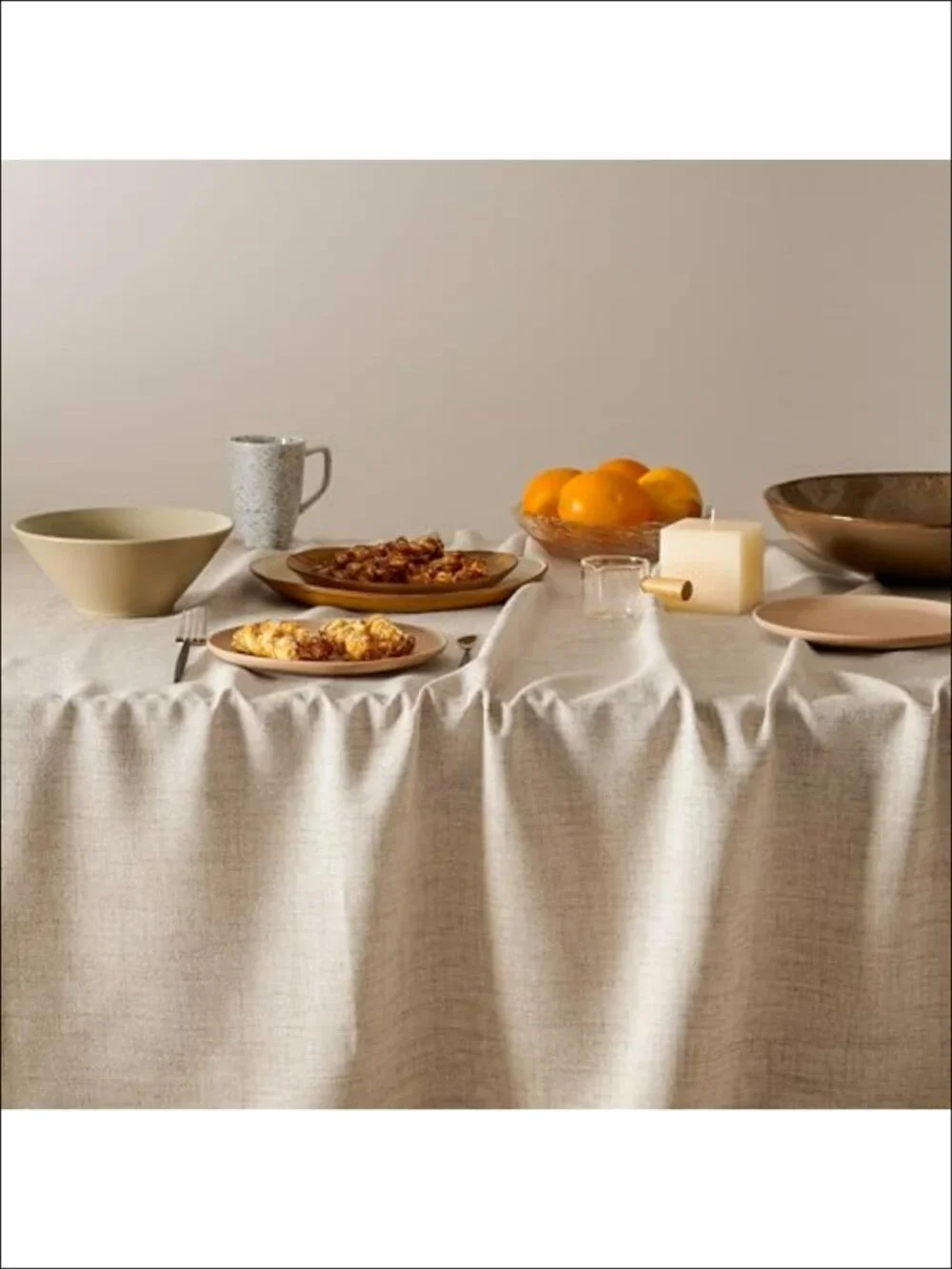 Farmhouse Linen Rectangle Tablecloth 60x104 Cotton Blend Wrinkle Resistant